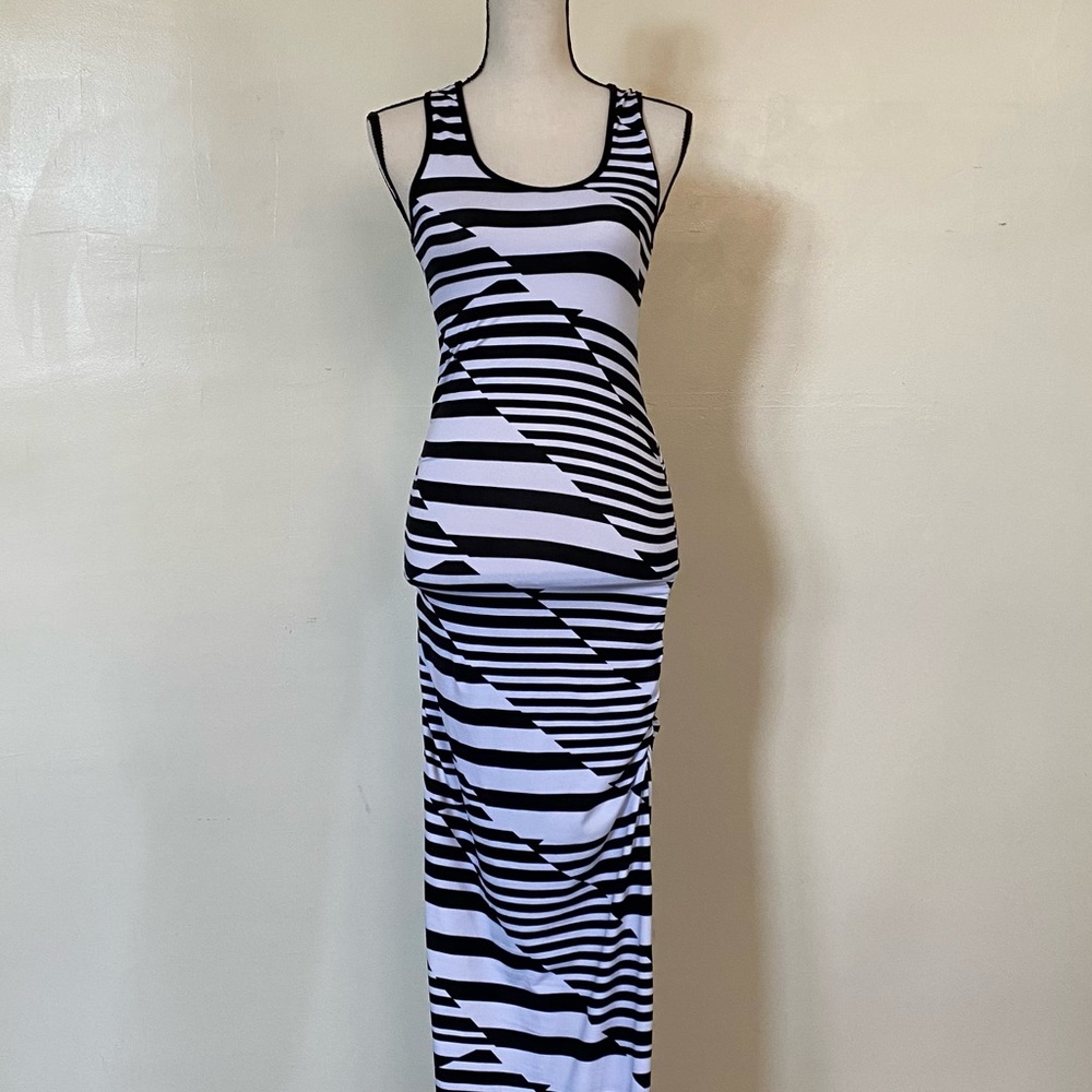 Bebe Racerback Black & White Maxi Dress
